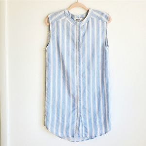 BB Dakota Striped Linen Chambray Button Down Shirt Dress Mini Tunic Cove…